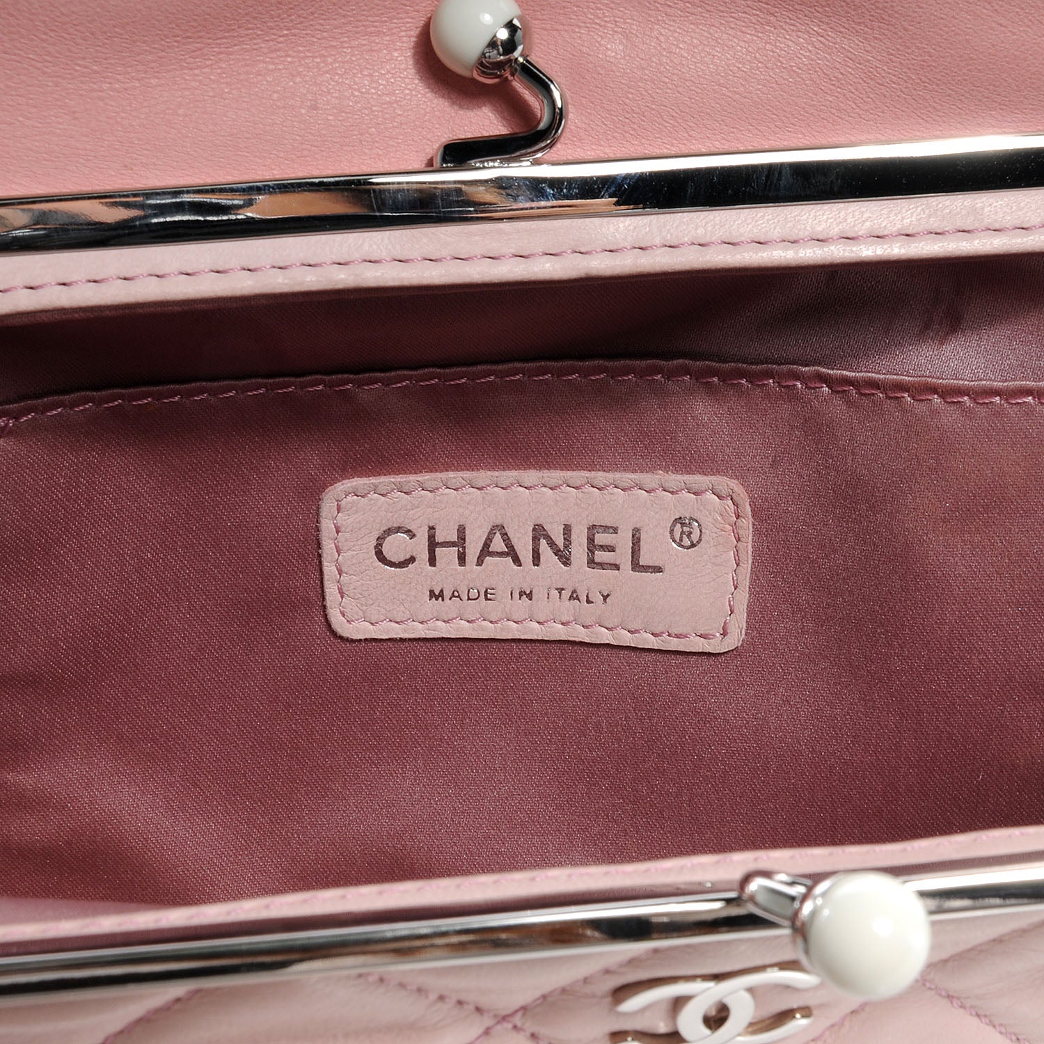 Chanel Lambskin Quilted Resin Pearl Clasp Clutch Pink 7 of 8