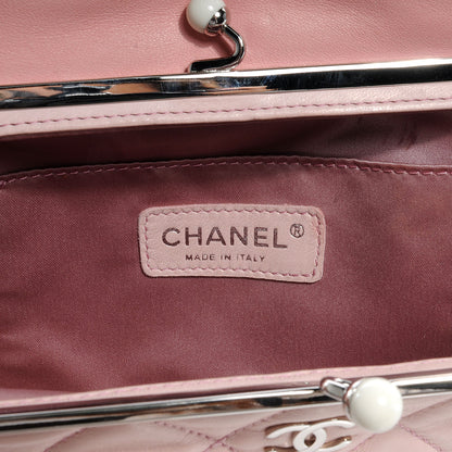 Chanel Lambskin Quilted Resin Pearl Clasp Clutch Pink 7 of 8