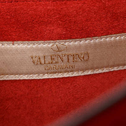 Valentino Garavani Grained Calfskin Onyx Medium Guitar Strap Rockstud Rolling Flap Saddle Bag Rosso Valentino 11 of 17