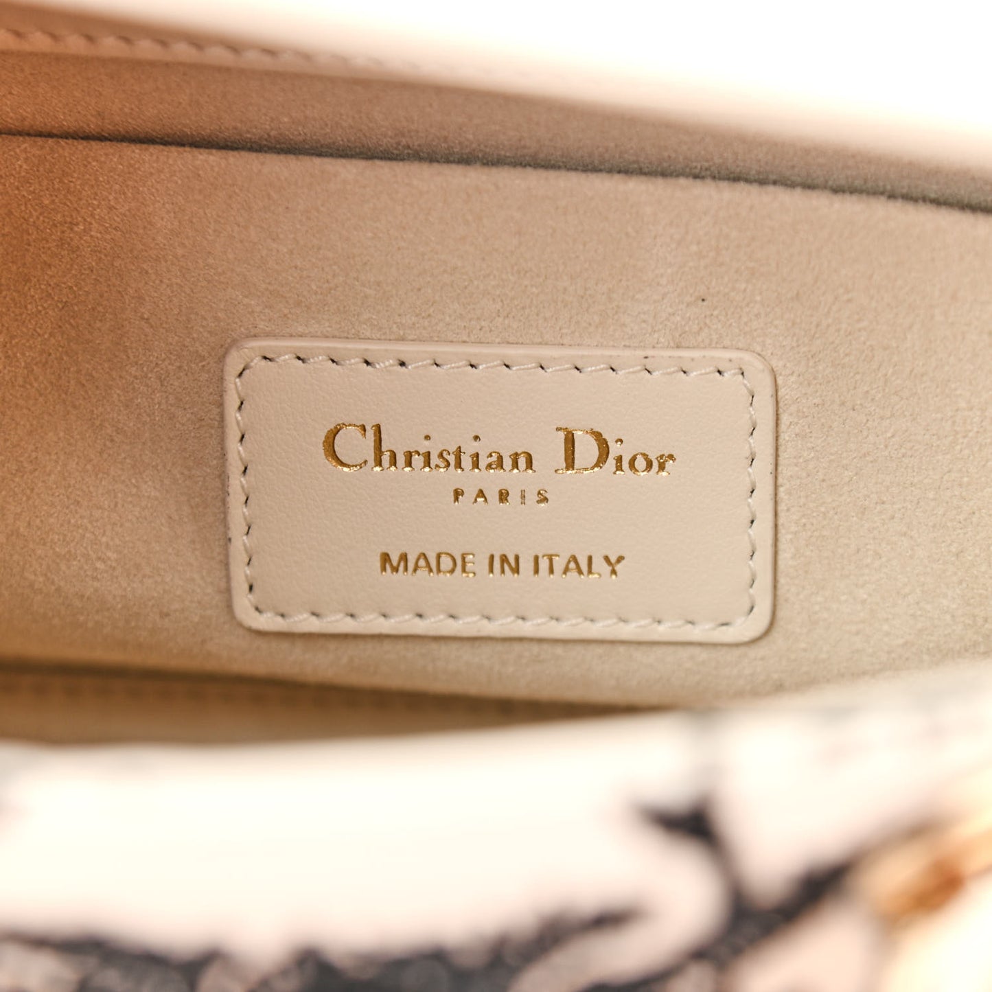 Calfskin Embroidered Lady D-Joy White Black