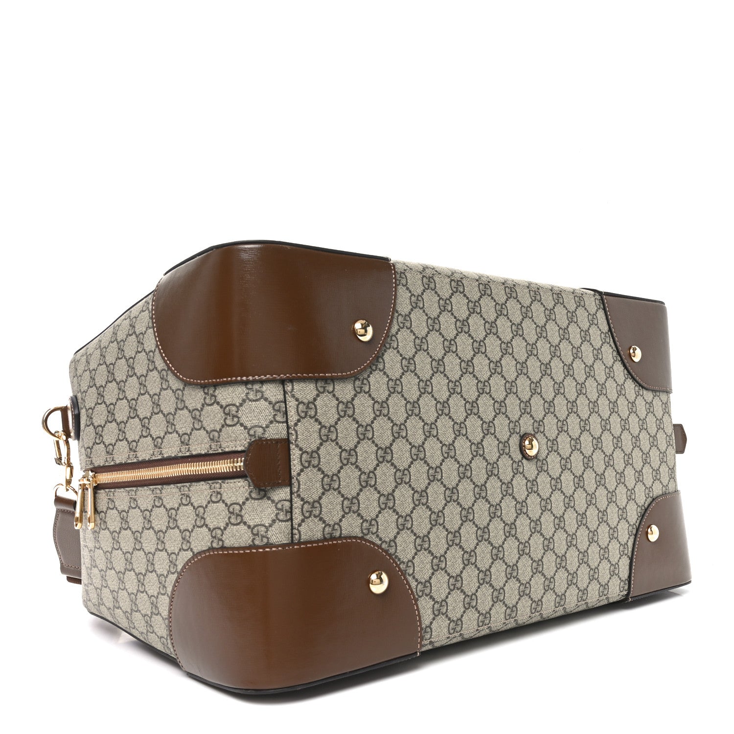 Gucci GG Supreme Monogram Azalea Calfskin Retro Interlocking G Large Duffle Bag Beige Ebony Brown Sugar 3 of 8