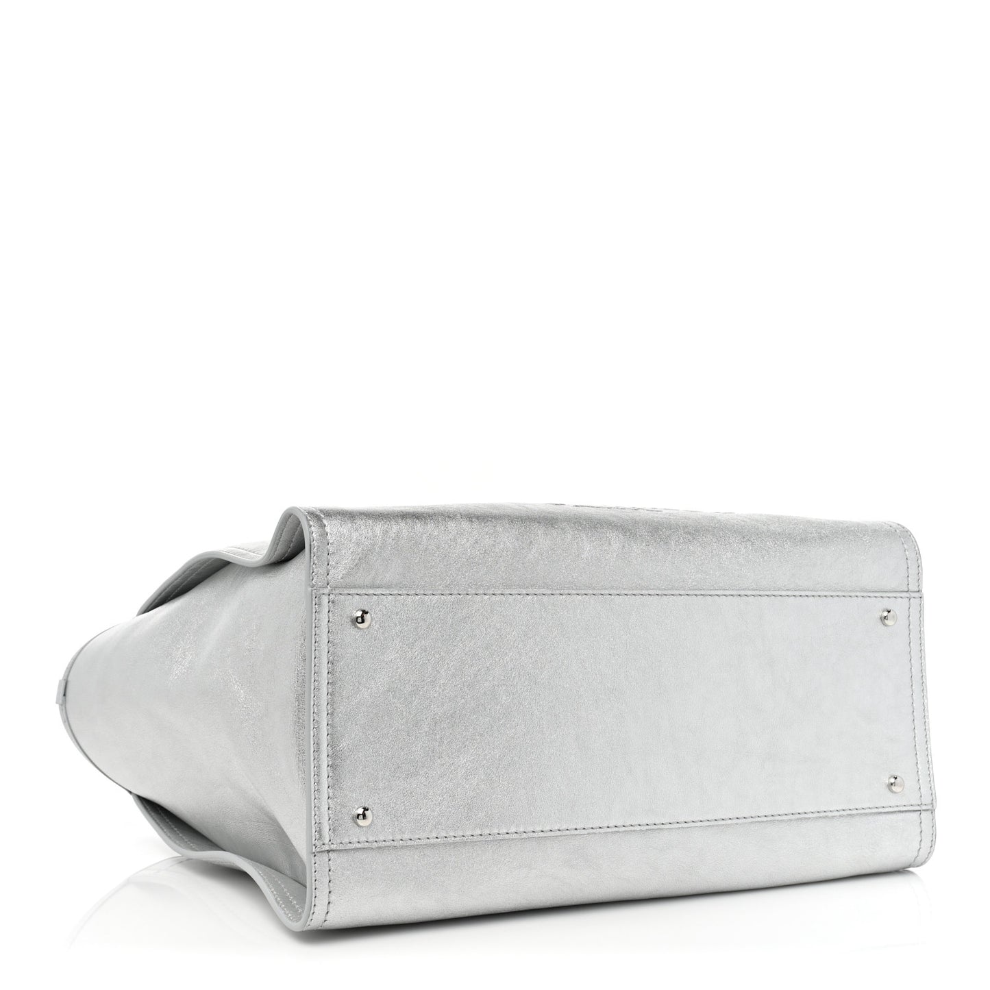 Metallic Calfskin Medium Deauville Tote Silver