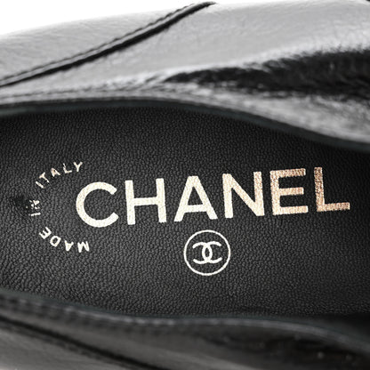Chanel Shiny Crumpled Lambskin CC Lace Up Oxfords 41 Black 8 of 9