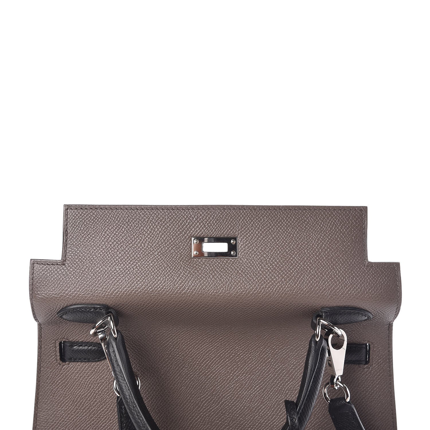 Hermes Epsom Bi Color Horseshoe Kelly Sellier 25 Etain Black 20 of 40