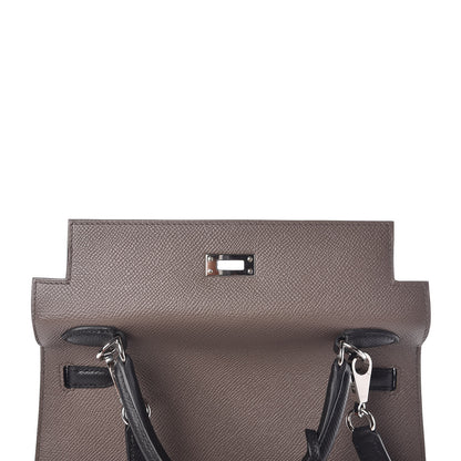 Hermes Epsom Bi Color Horseshoe Kelly Sellier 25 Etain Black 20 of 40