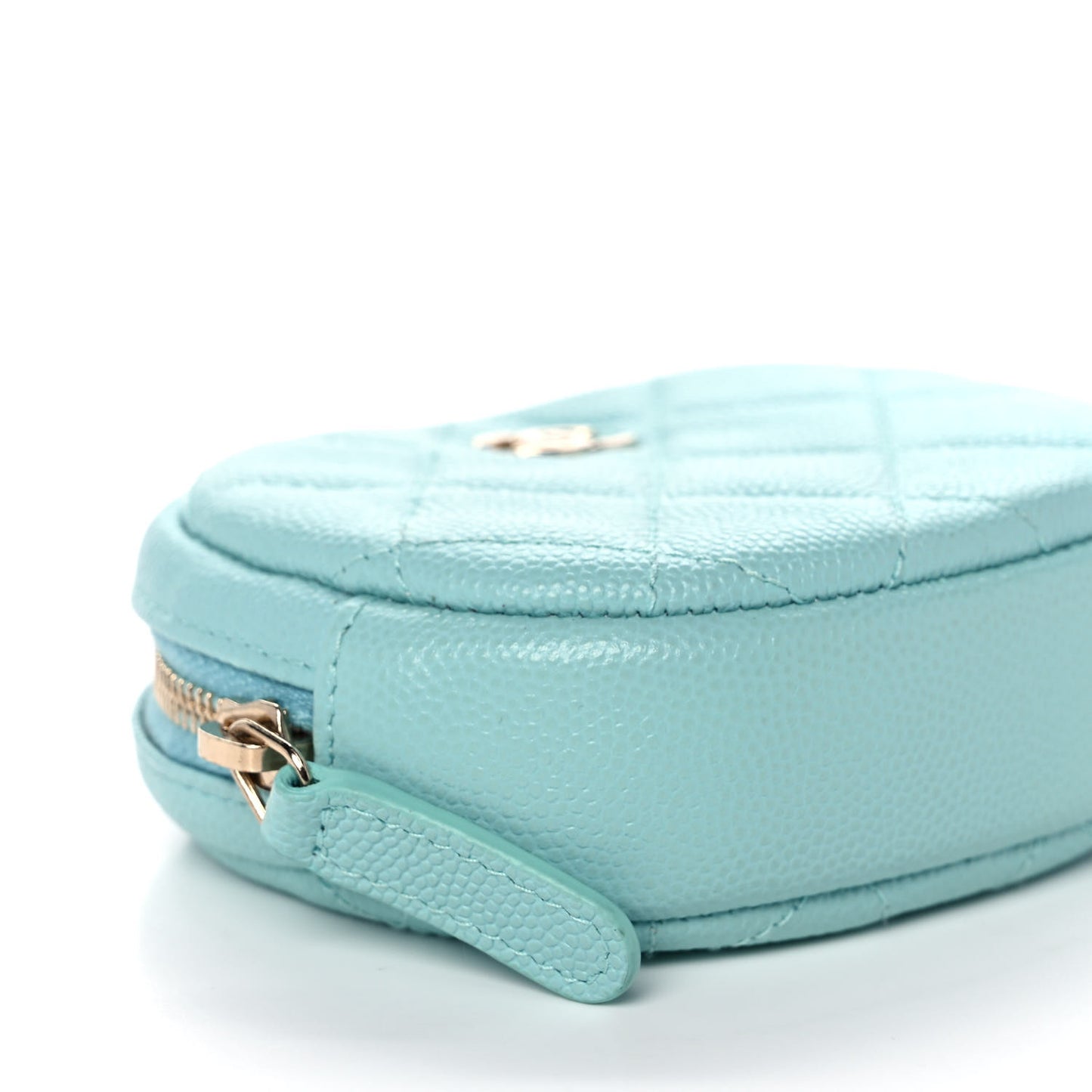 Caviar Quilted Zip Around Classic Coin Purse Light Blue
