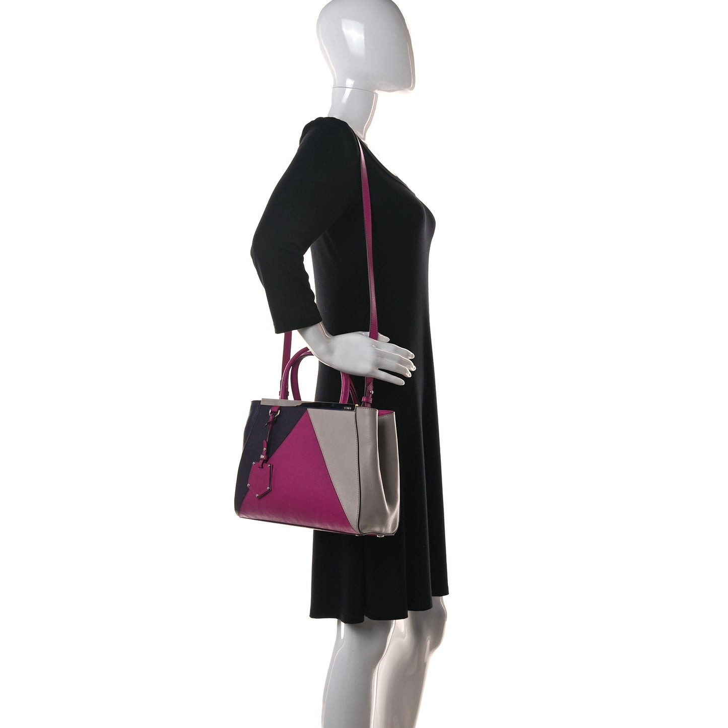 Vitello Elite Triangle Inlay Petite 2Jours Tote Magenta