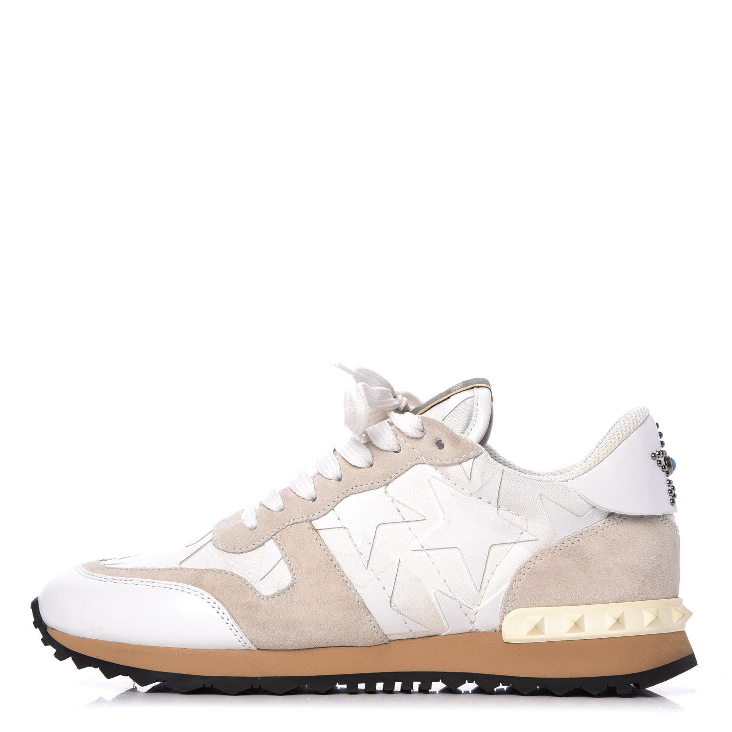 Valentino Garavani Fabric Suede Camustars Womens Rockrunner Sneakers 37.5 White 1 of 10