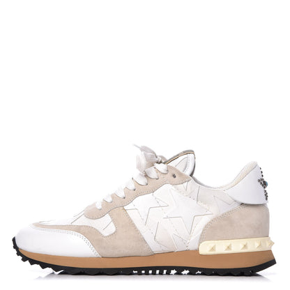 Valentino Garavani Fabric Suede Camustars Womens Rockrunner Sneakers 37.5 White 1 of 10