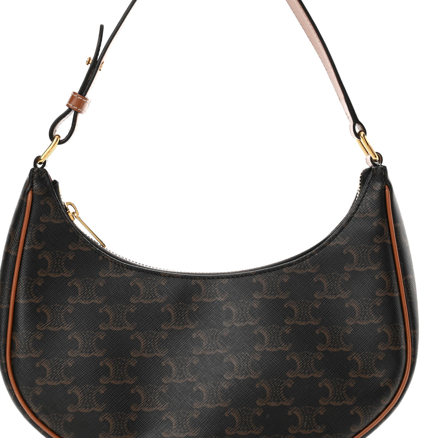 Celine Triomphe Canvas Calfskin Ava Shoulder Bag Tan 10 of 16