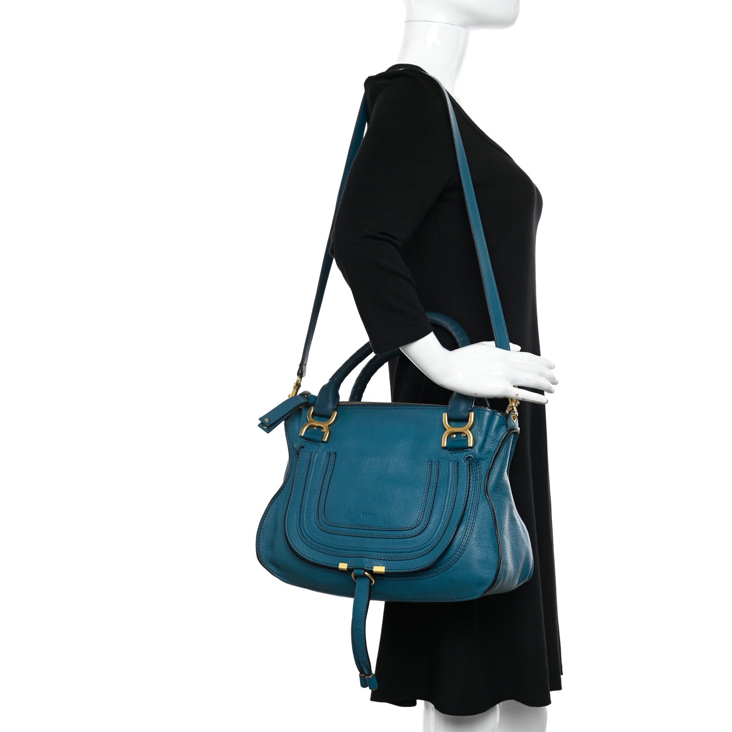 Chloe Calfskin Medium Marcie Satchel Laguna Blue 2 of 10