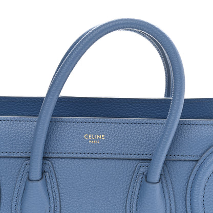 Celine Drummed Calfskin Nano Luggage Blue 11 of 13