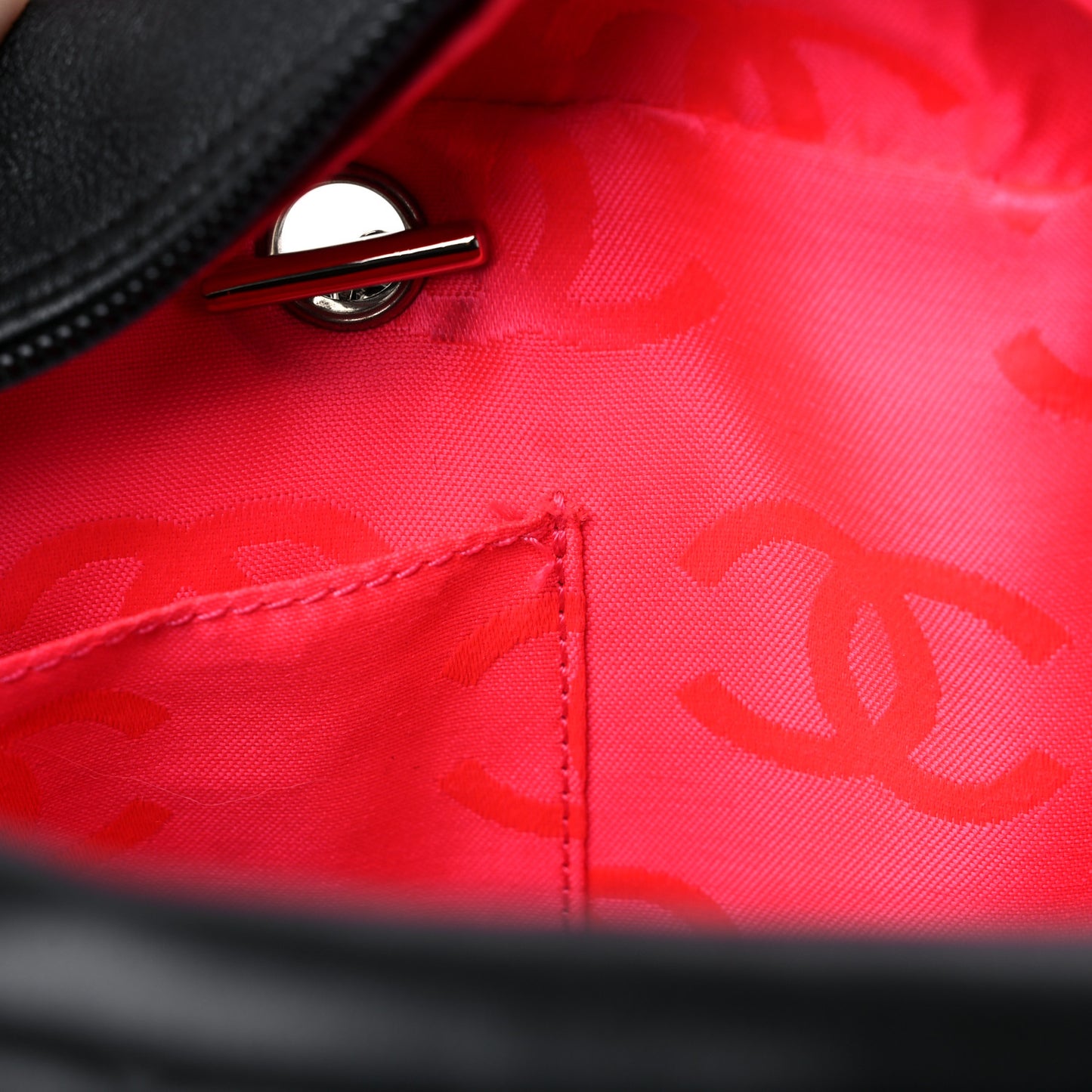 Calfskin Quilted Large Cambon Bowler Black White