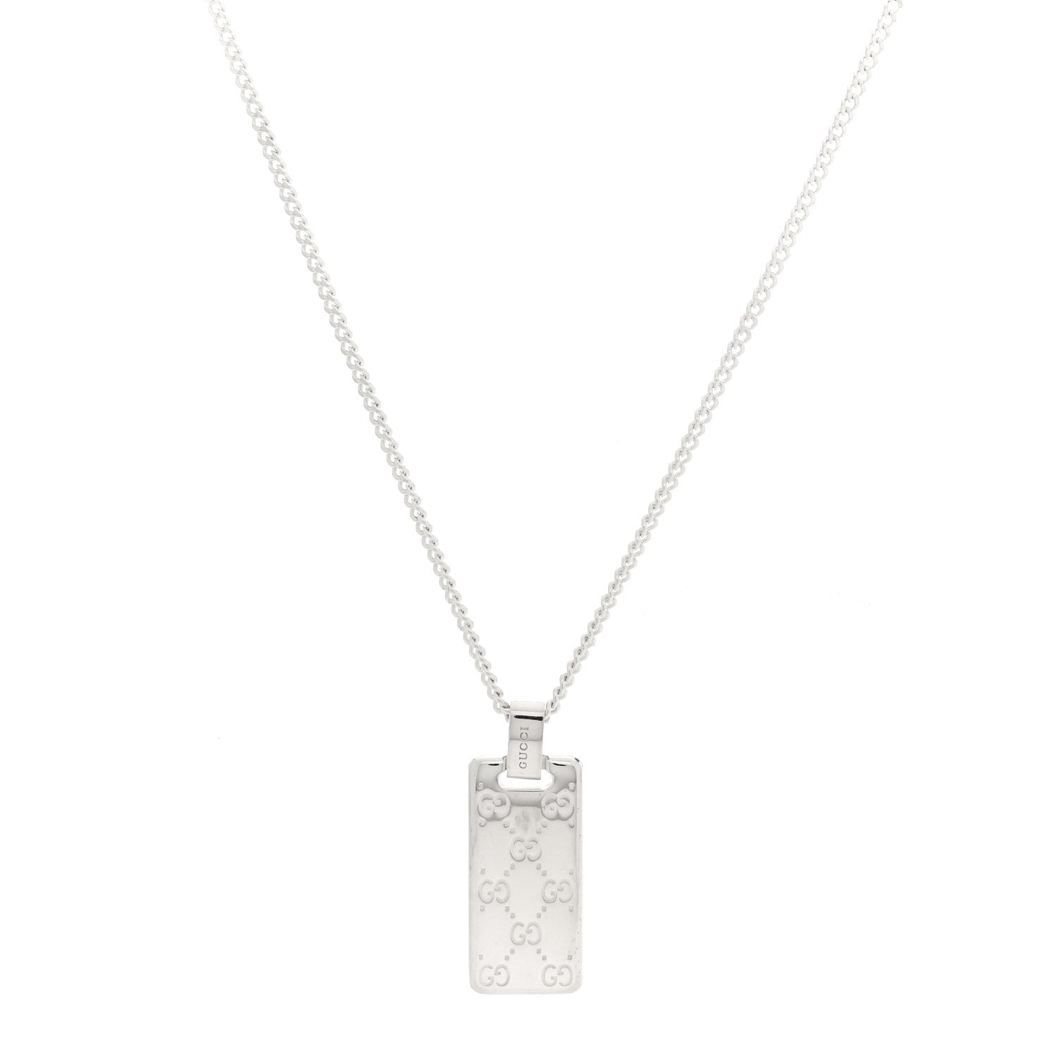 Gucci Sterling Silver Signature Tag Pendant Necklace 1 of 4