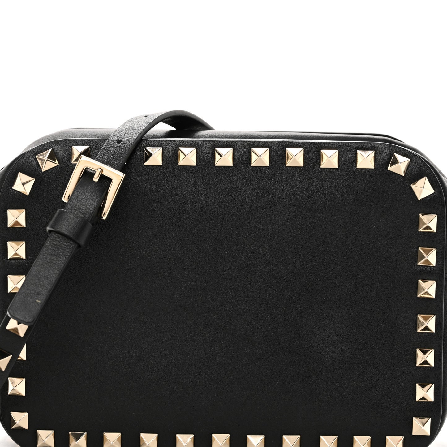 Calfskin Rockstud Camera Crossbody Bag Black