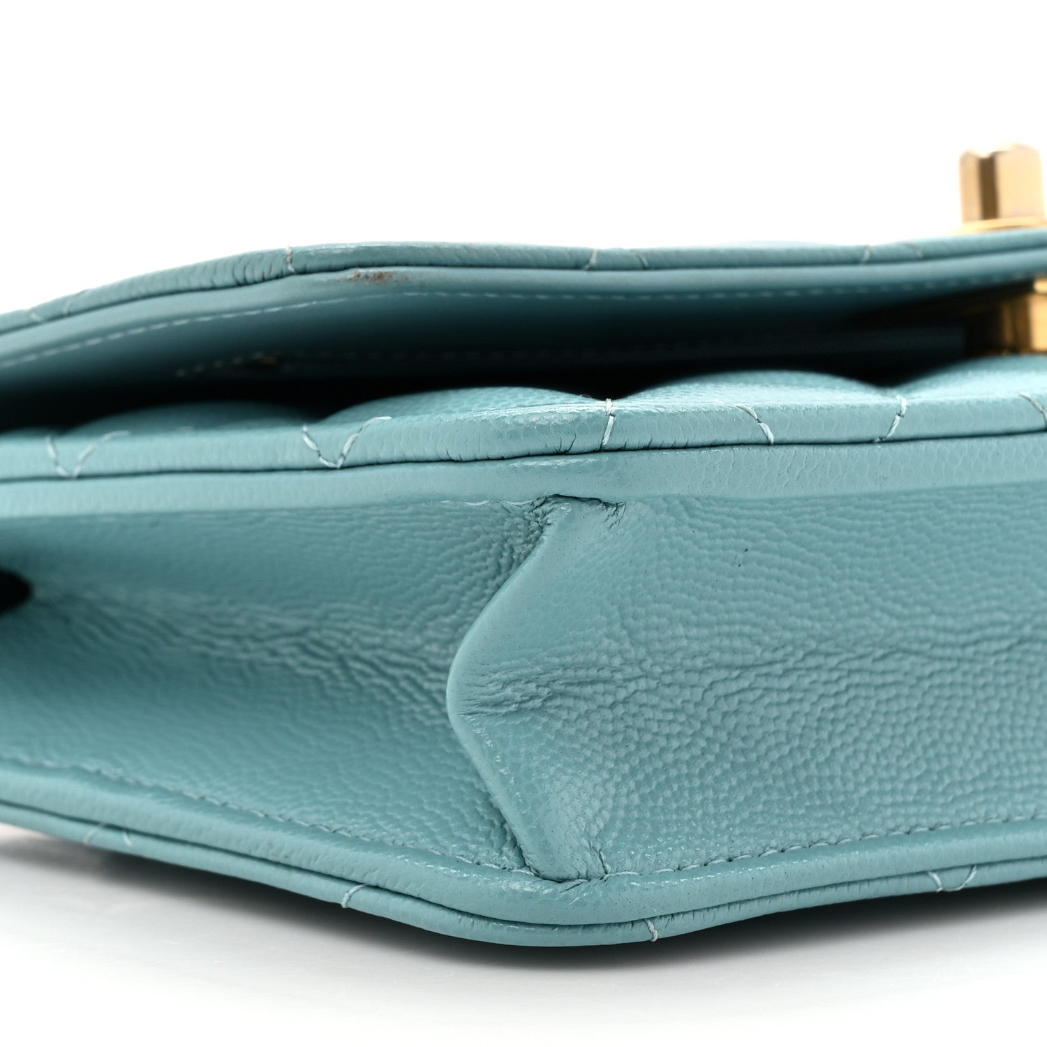 Chanel Caviar Quilted Glitter CC Roller Skate Wallet on Chain WOC Light Blue 11 of 14