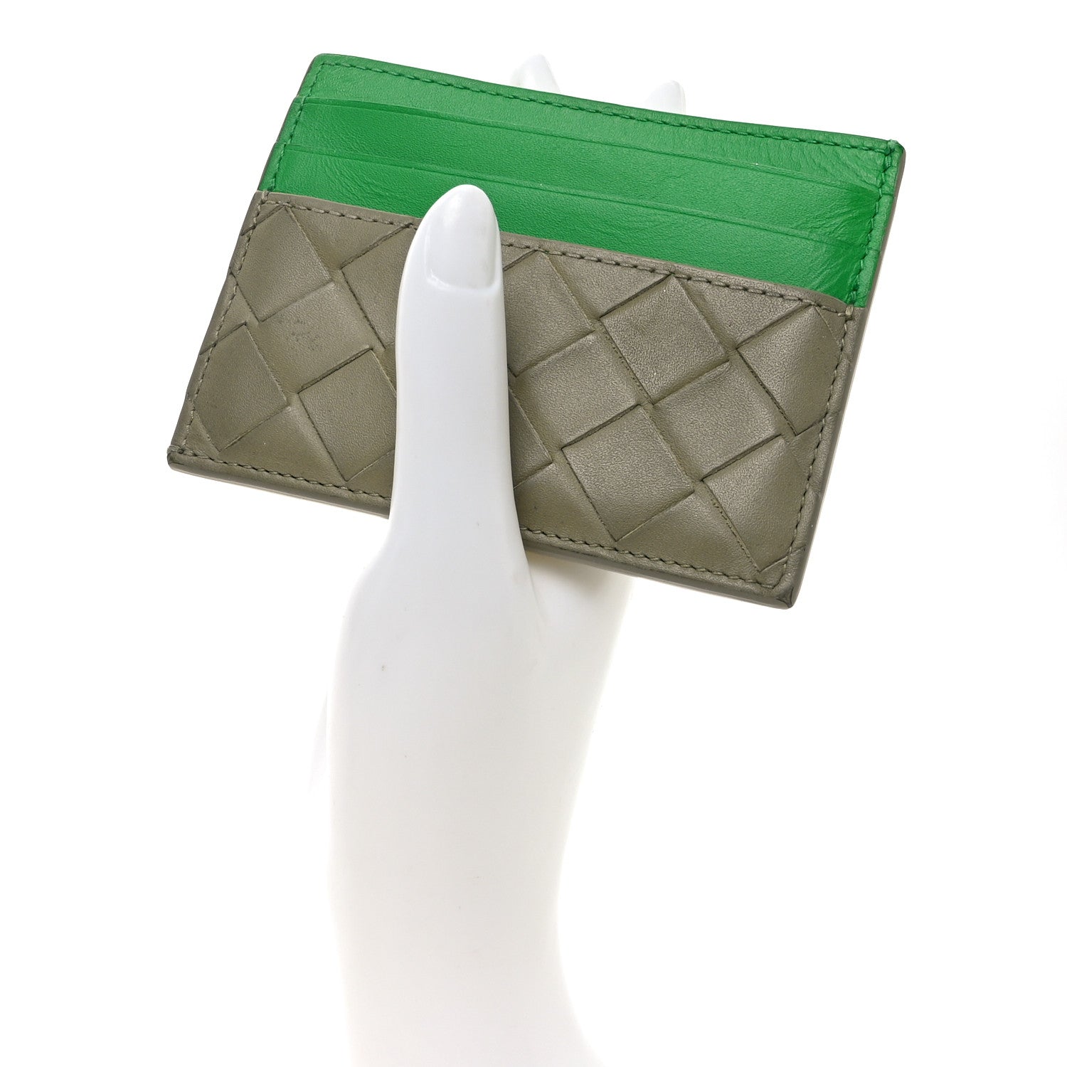 Bottega Veneta Nappa Intrecciato Card Holder Taupe Avocado 2 of 8