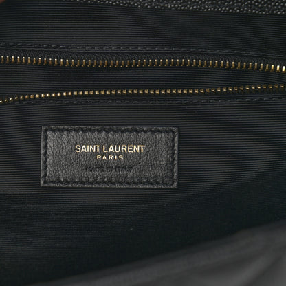 Saint Laurent Grain De Poudre Textured Mixed Matelasse Large Triquilt Monogram Satchel Black 6 of 10