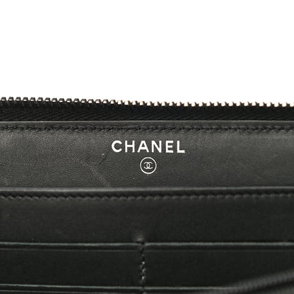 Chanel Glazed Calfskin Quilted Small Coco Boy Zip Around Wallet Black 6 of 12