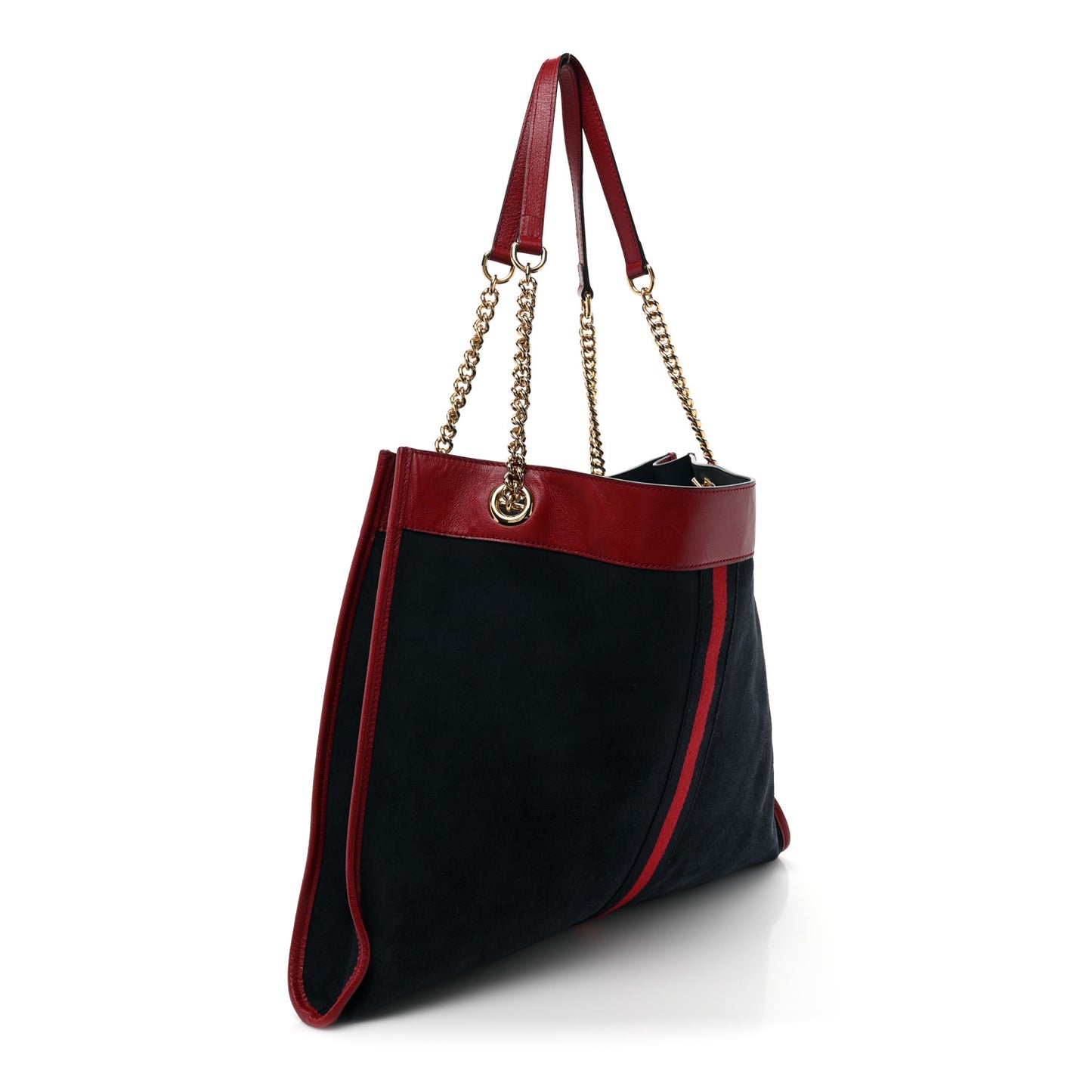 Suede Calfskin Large Rajah Chain Tote New Blue Romantic Cherry