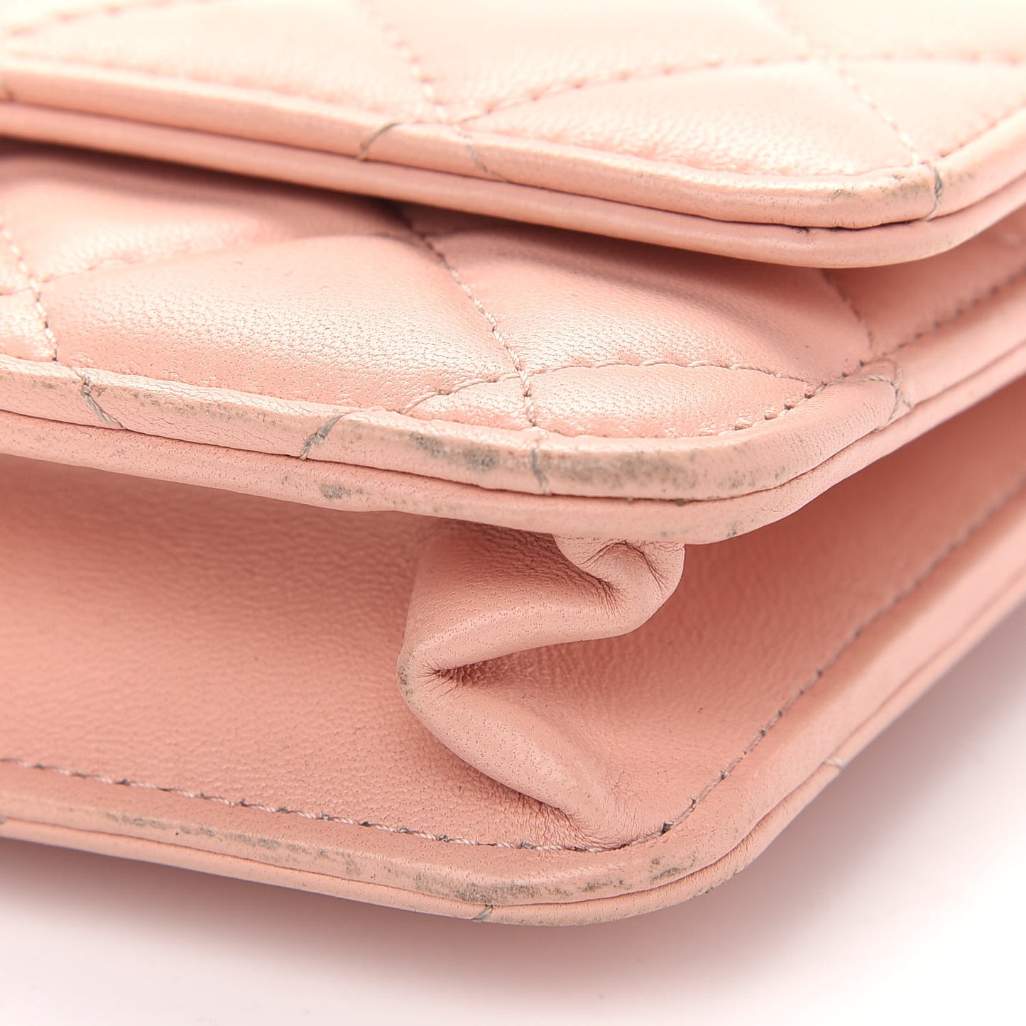 Lambskin Quilted Wallet on Chain WOC Pink