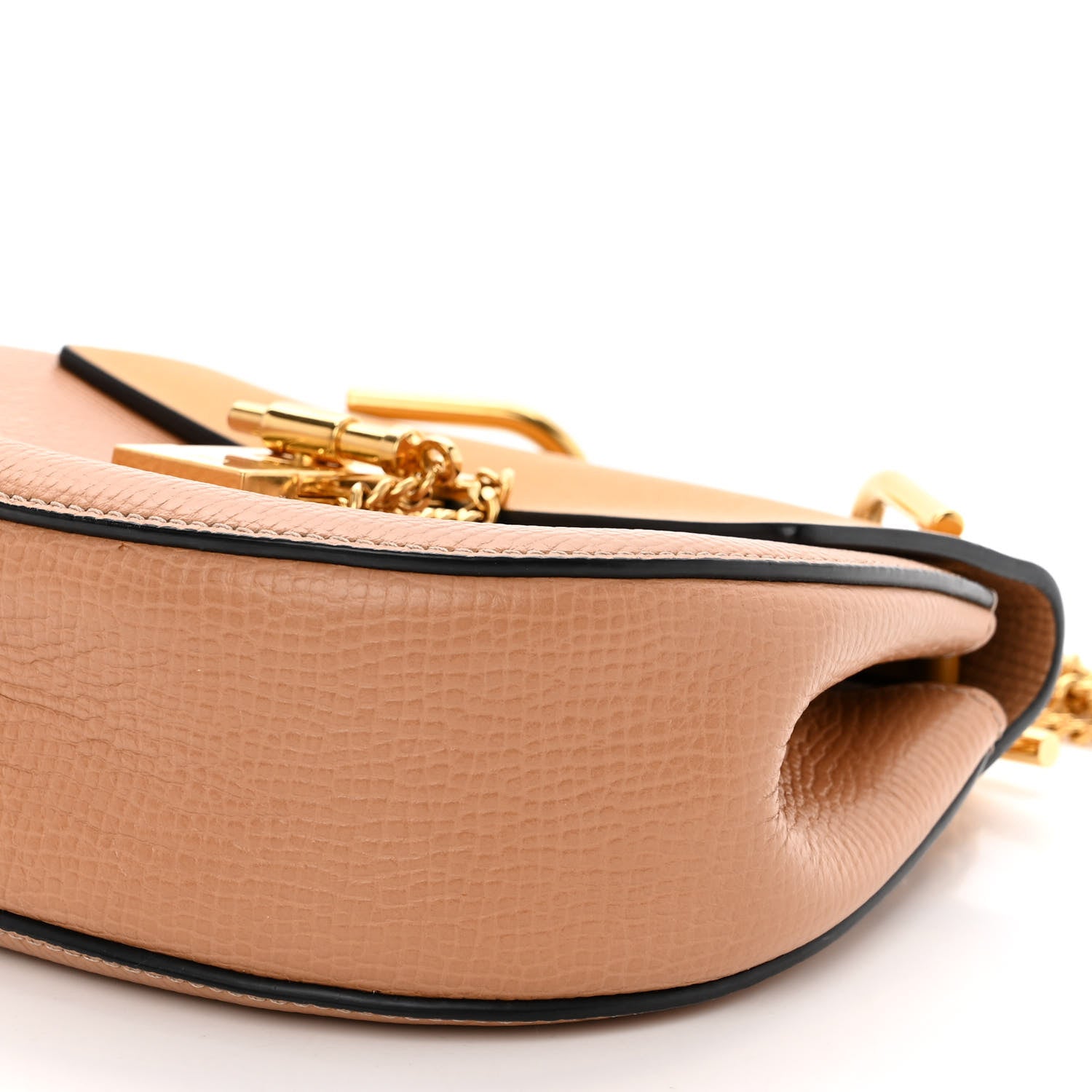 Chloe Grained Calfskin Lambskin Mini Drew Shoulder Bag Wet Sand Sunflower 9 of 11