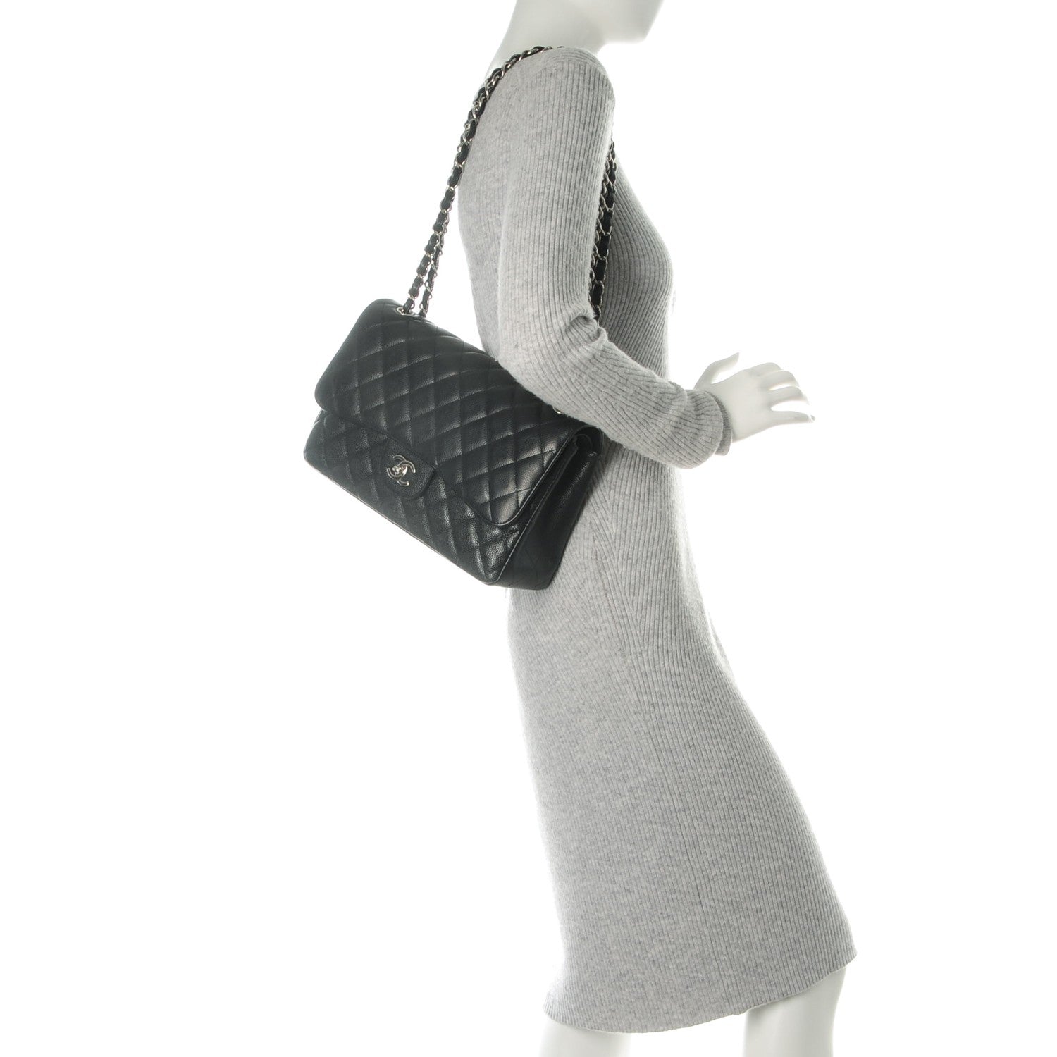 Chanel Caviar Quilted Jumbo Double Flap Black 2 of 8