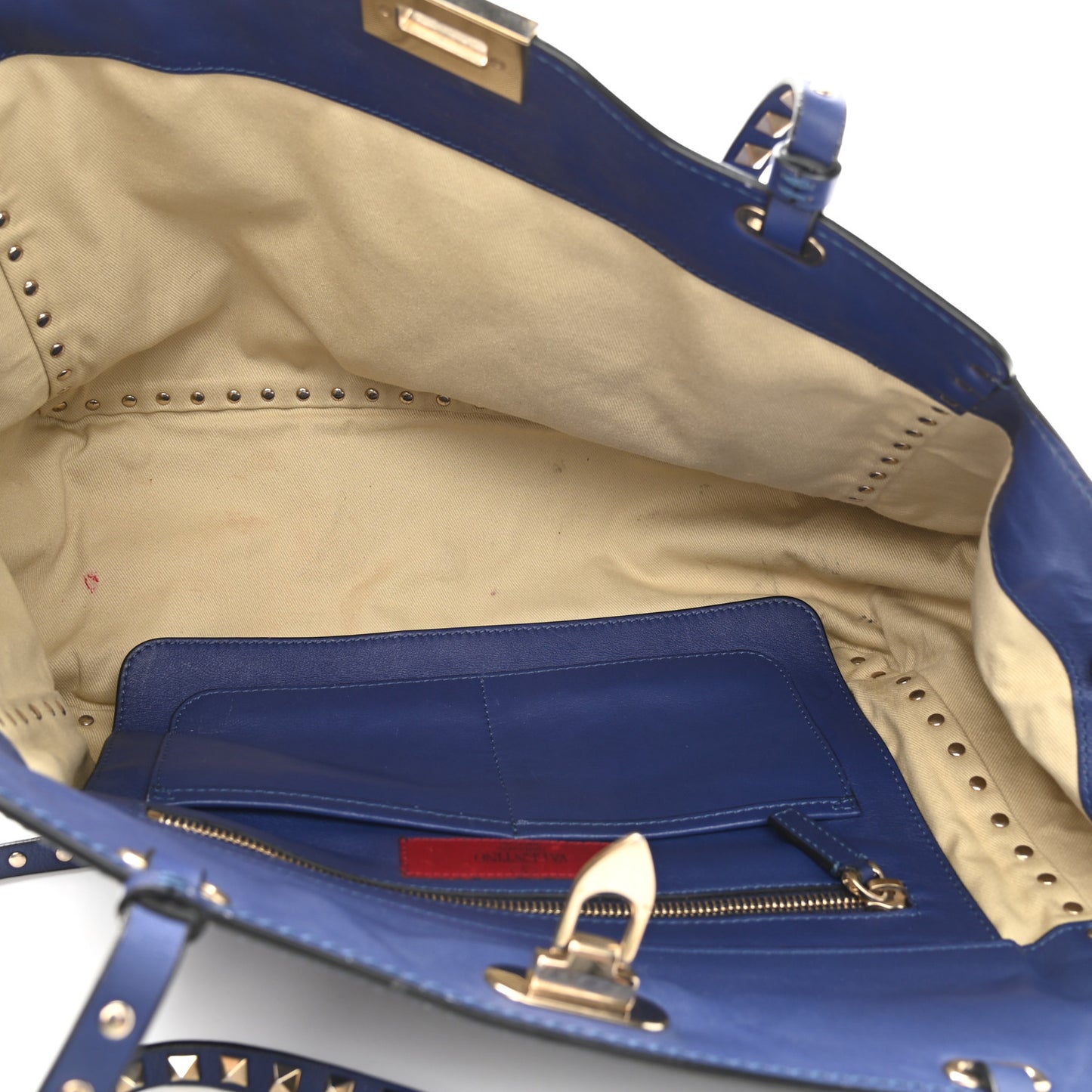Vitello Medium Rockstud Tote Blue China