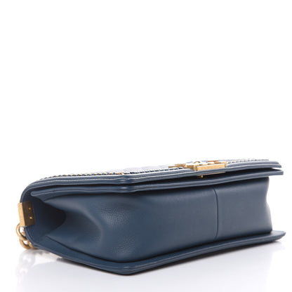 Chanel Calfskin Quilted Medium Top Handle Boy Flap Blue 4 of 11