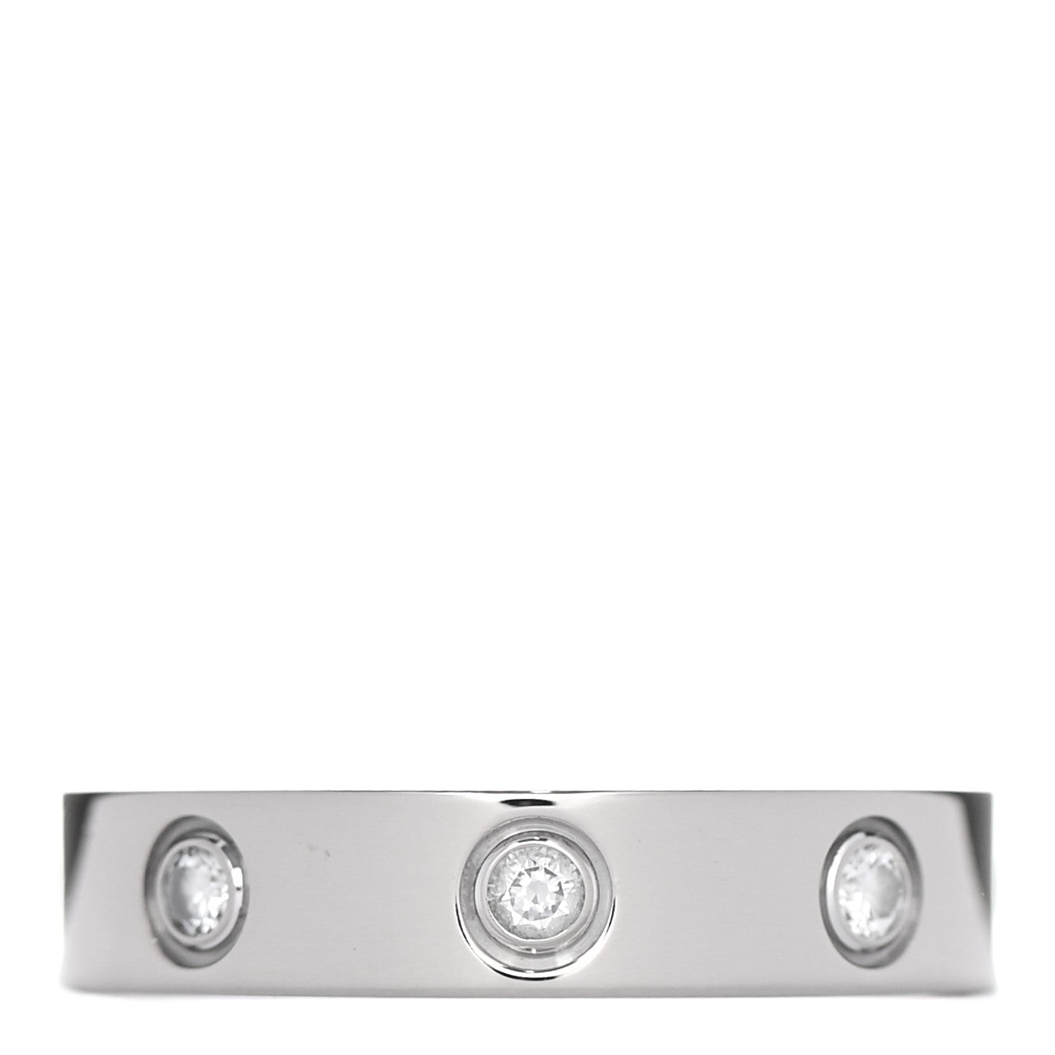 Cartier 18K White Gold 8 Diamond 4mm Wedding Band LOVE Ring 49 5 1 of 5