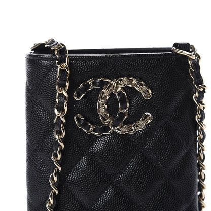 Chanel Caviar Quilted French New Wave Phone Holder With Chain Black 11 of 12
