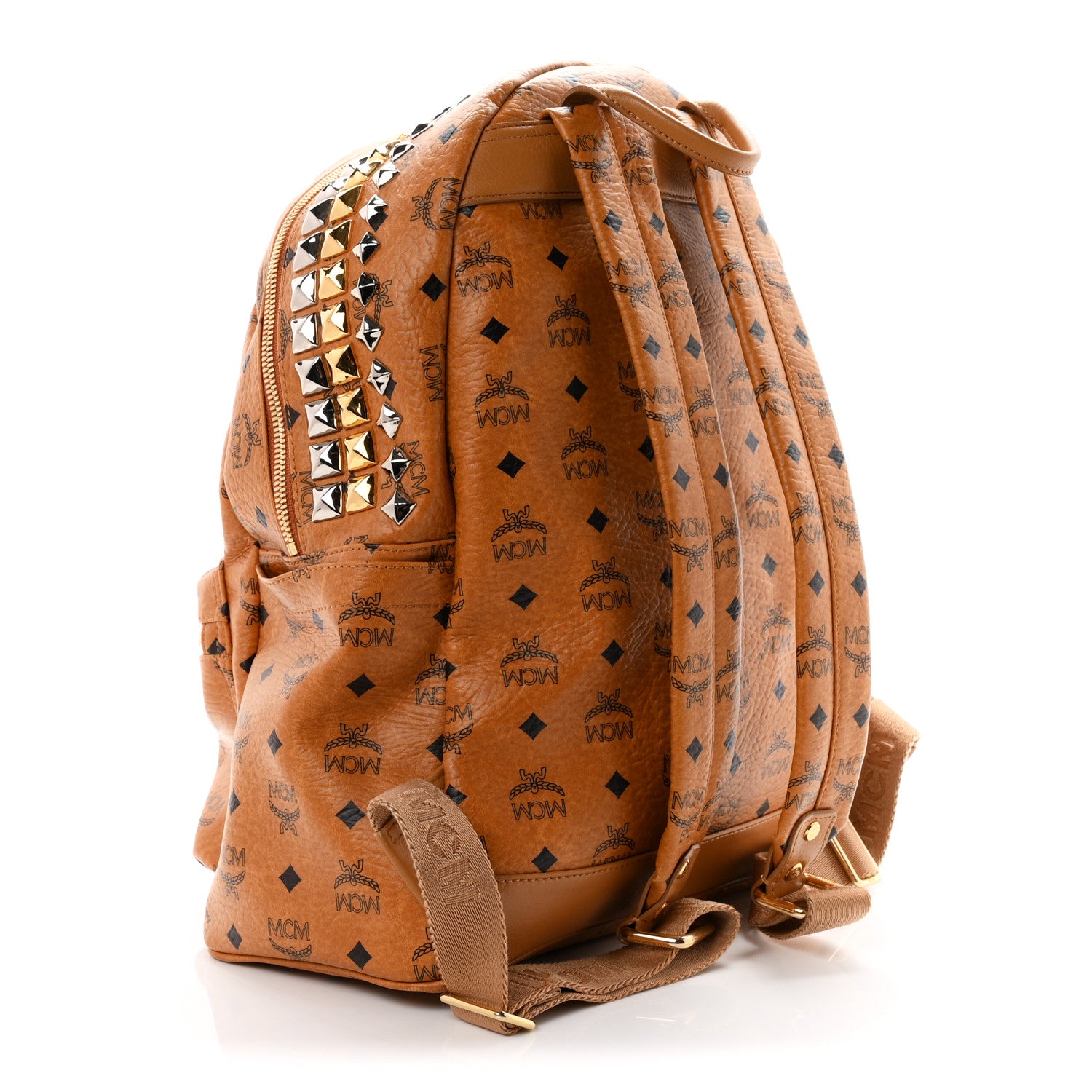 MCM Visetos Crown Stud Medium Stark Backpack Cognac 3 of 9