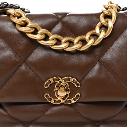 Chanel Lambskin Quilted Large Chanel 19 Flap Dark Brown 8 of 10