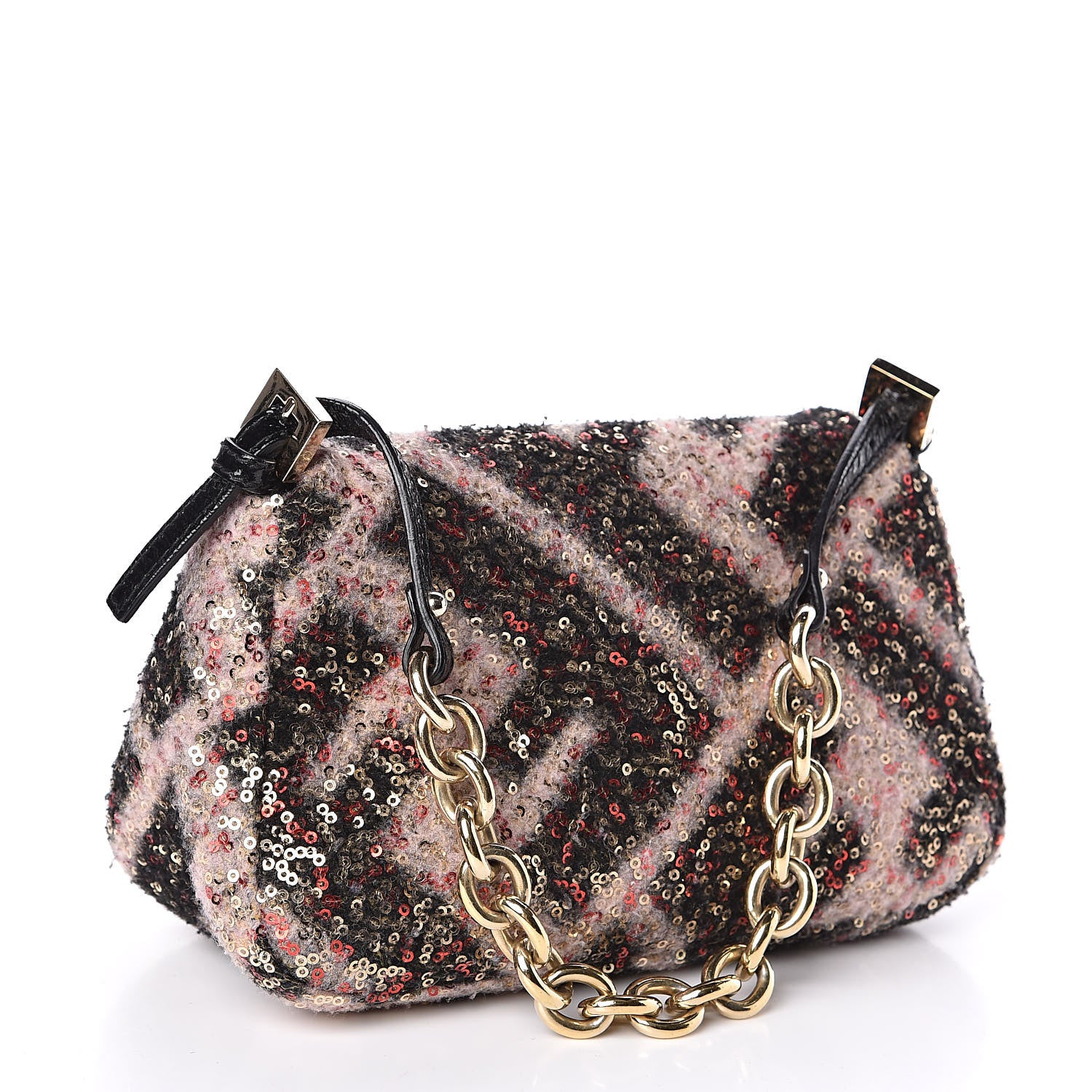 Fendi Wool Sequin Macro FF Diagonal Mini Mama Baguette 3 of 10