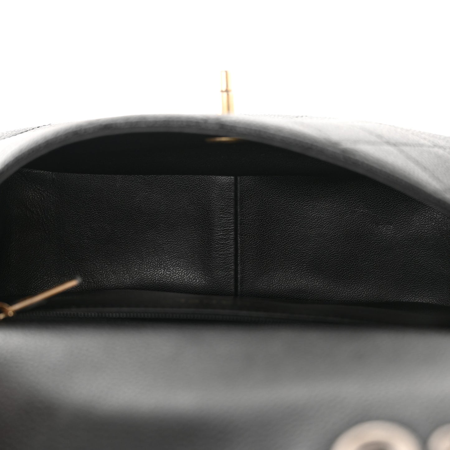 Caviar Quilted Grommet Embellished Small Piercing Chic Flap Bag Black