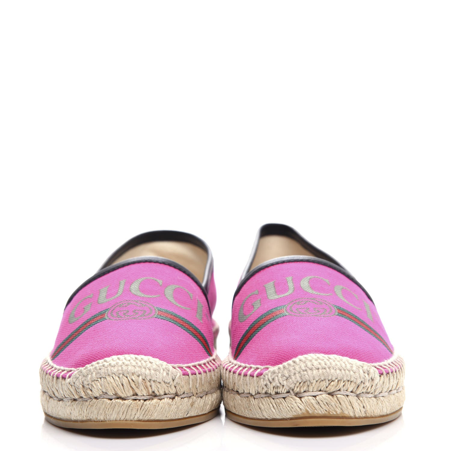 Gucci Canvas Logo Espadrilles 36.5 Cyclamen Rose Black 2 of 10