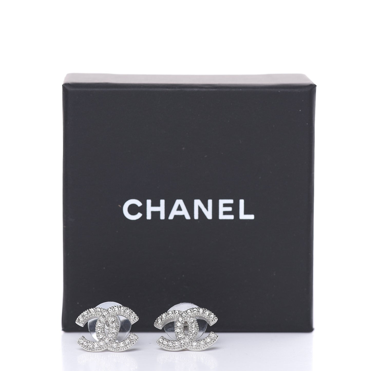 Crystal CC Coco Flapper Earrings Silver