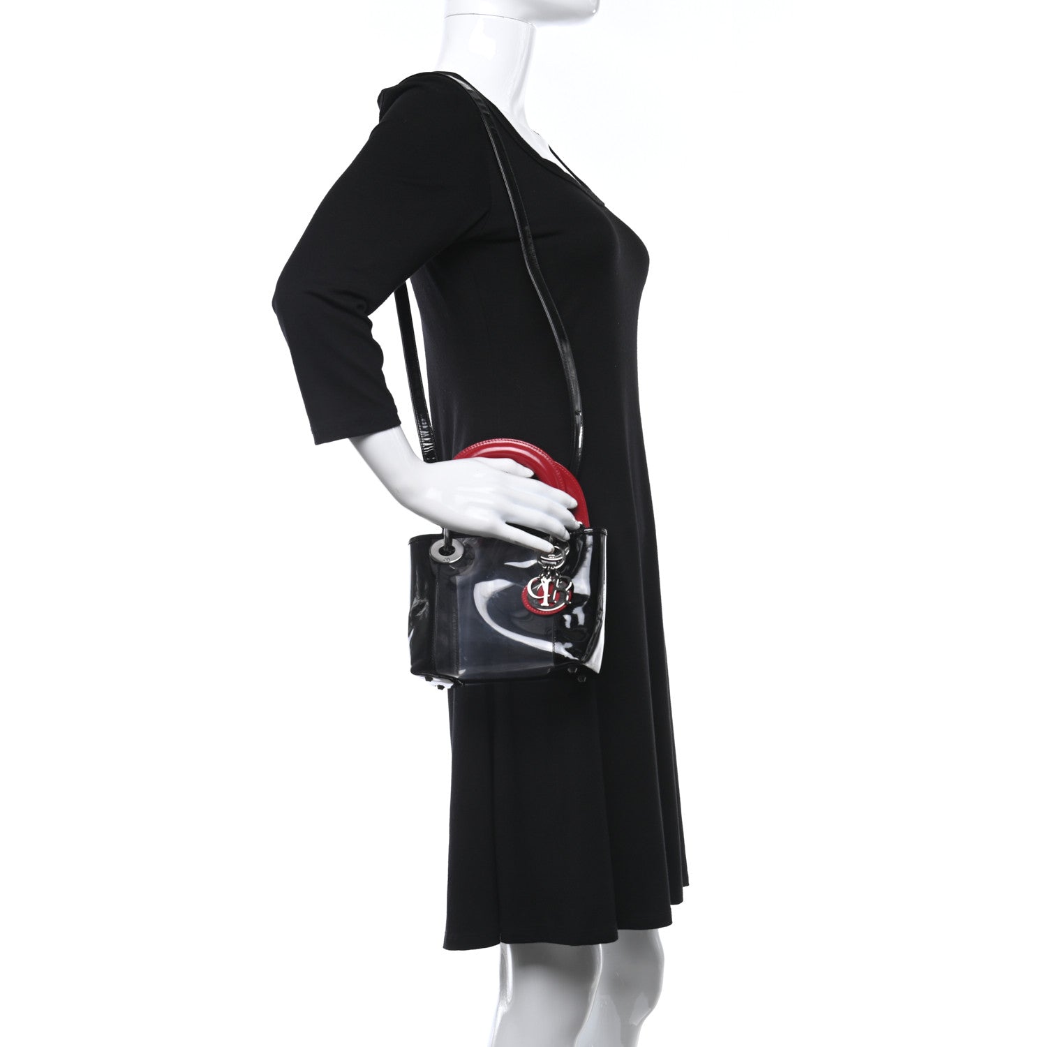 Christian Dior Patent PVC Mini Lady Dior Black Red 2 of 8