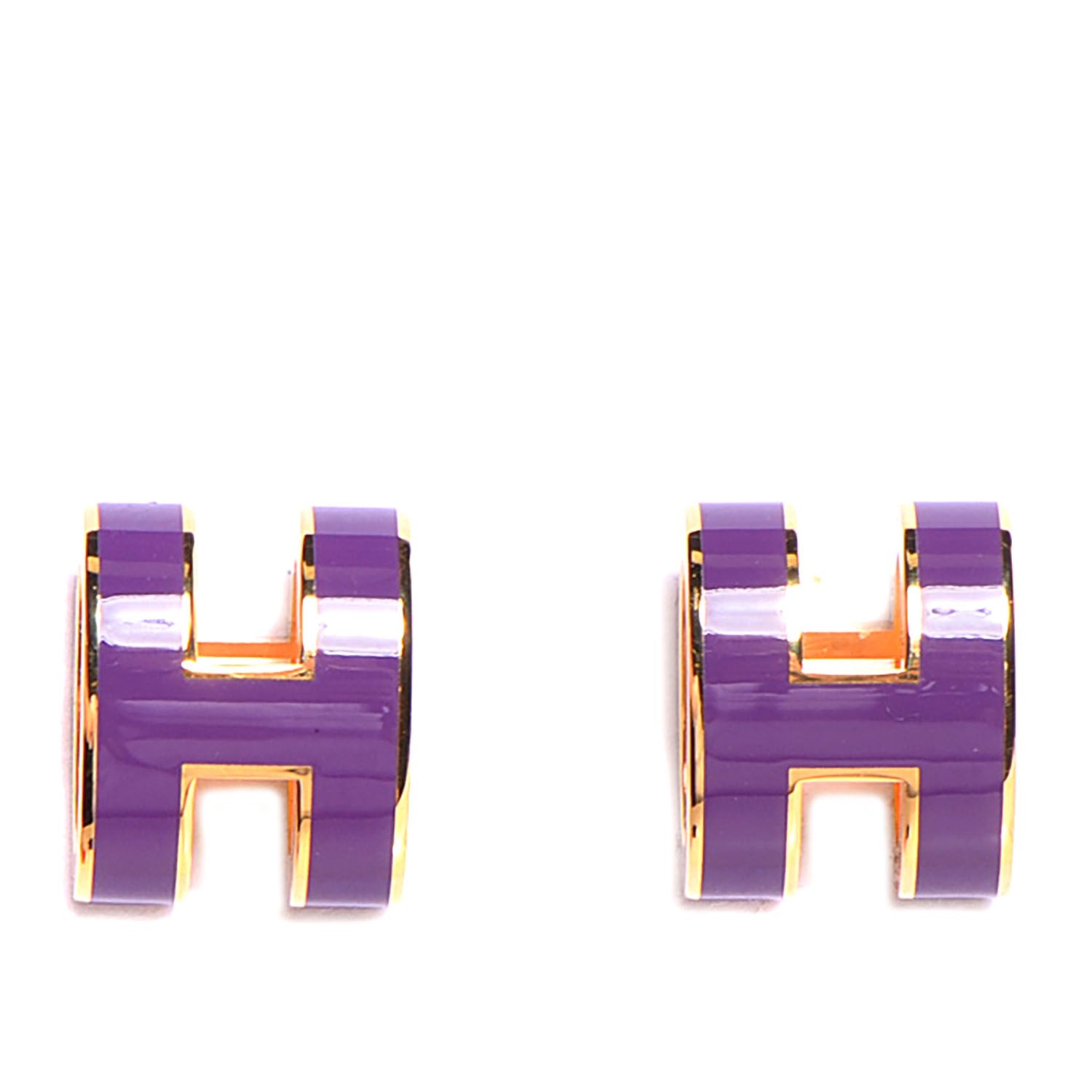 Hermes Lacquered Pop H Earrings Purple 1 of 6