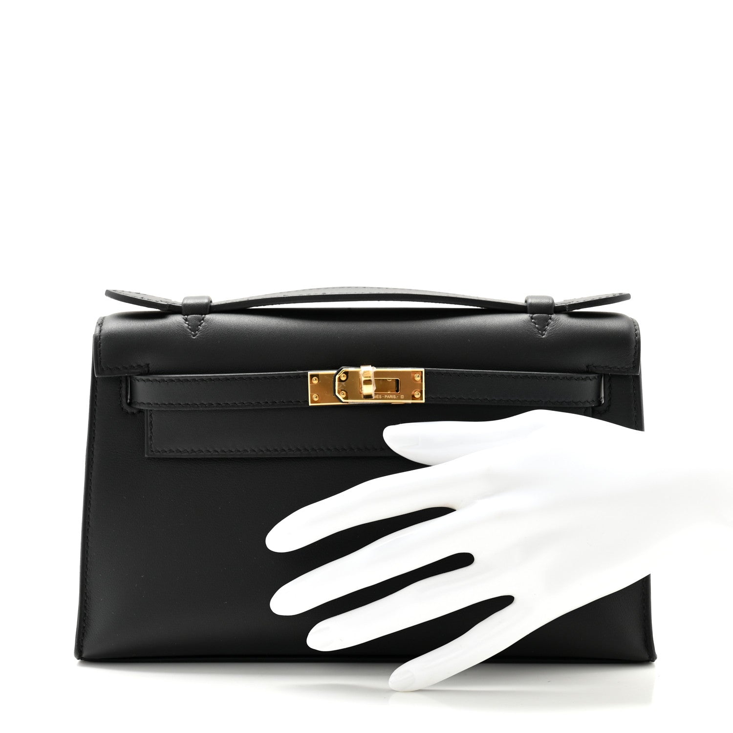 Hermes Swift Kelly Pochette Clutch Black 2 of 10