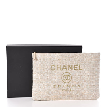 Chanel Woven Raffia Large Deauville Pouch White 8 of 8