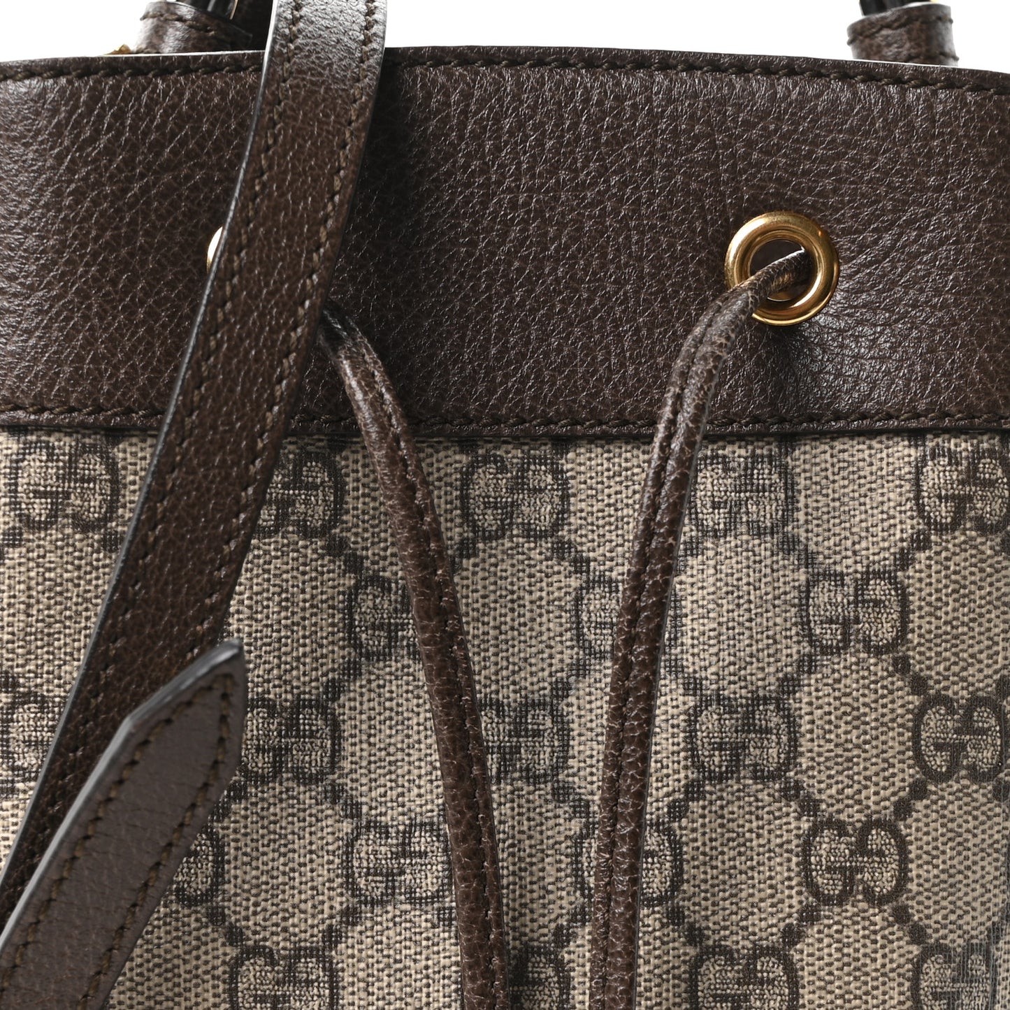 GG Supreme Monogram Web Small Ophidia Bucket Bag Brown