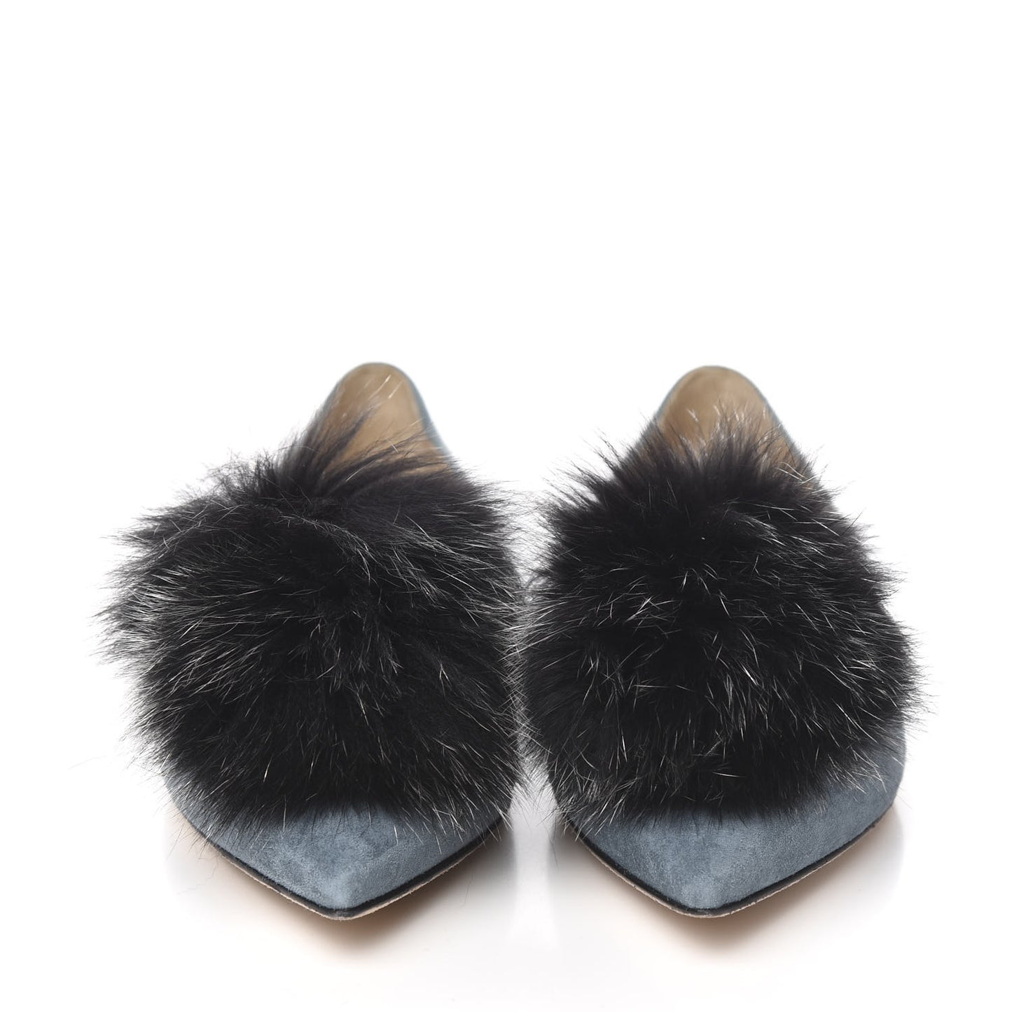 Suede Fox Fur Gale Ballet Flats 40 Blue
