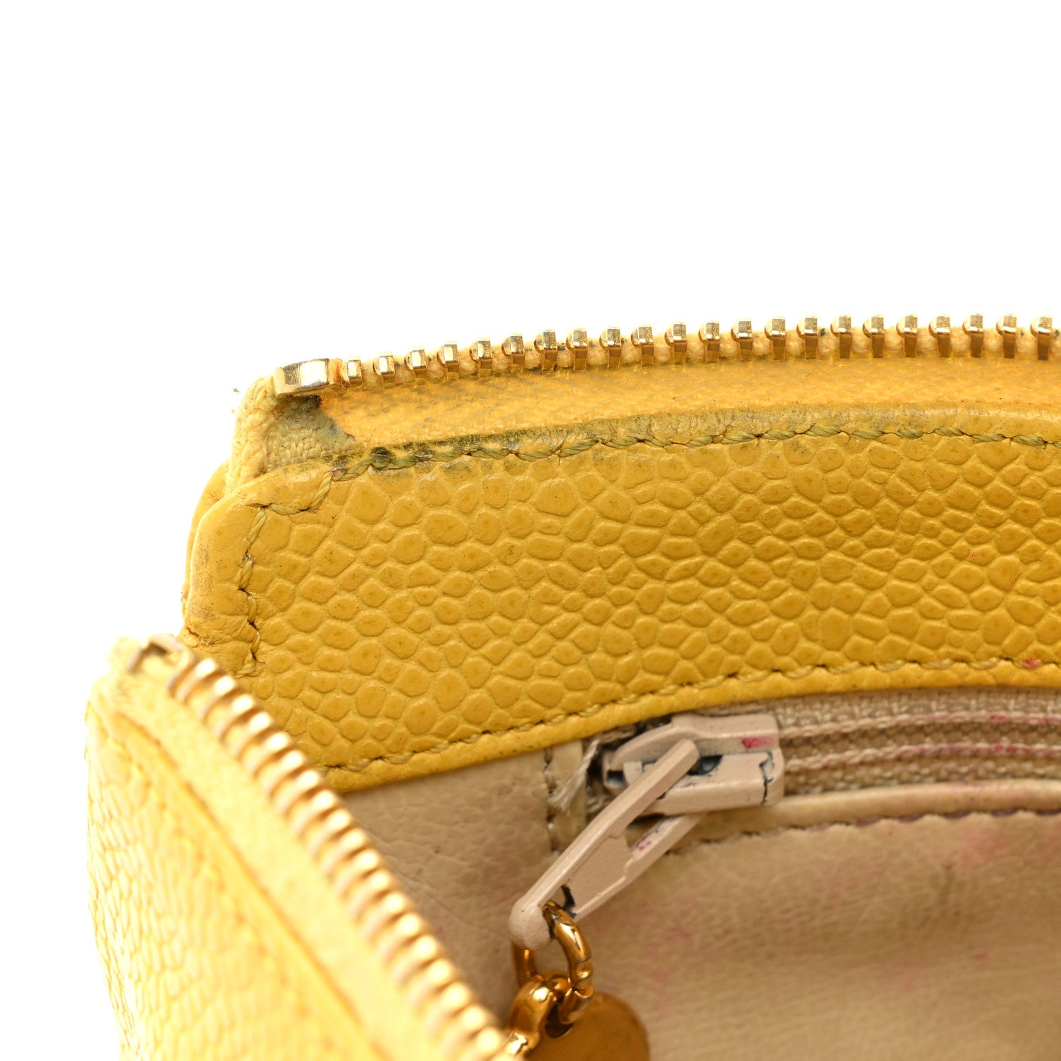Chanel Caviar Timeless CC Cosmetic Pouch Yellow 9 of 15