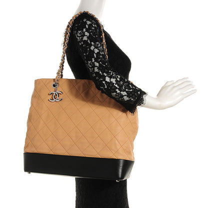 Chanel Calfskin Quilted VIP Tote Beige Black 2 of 7