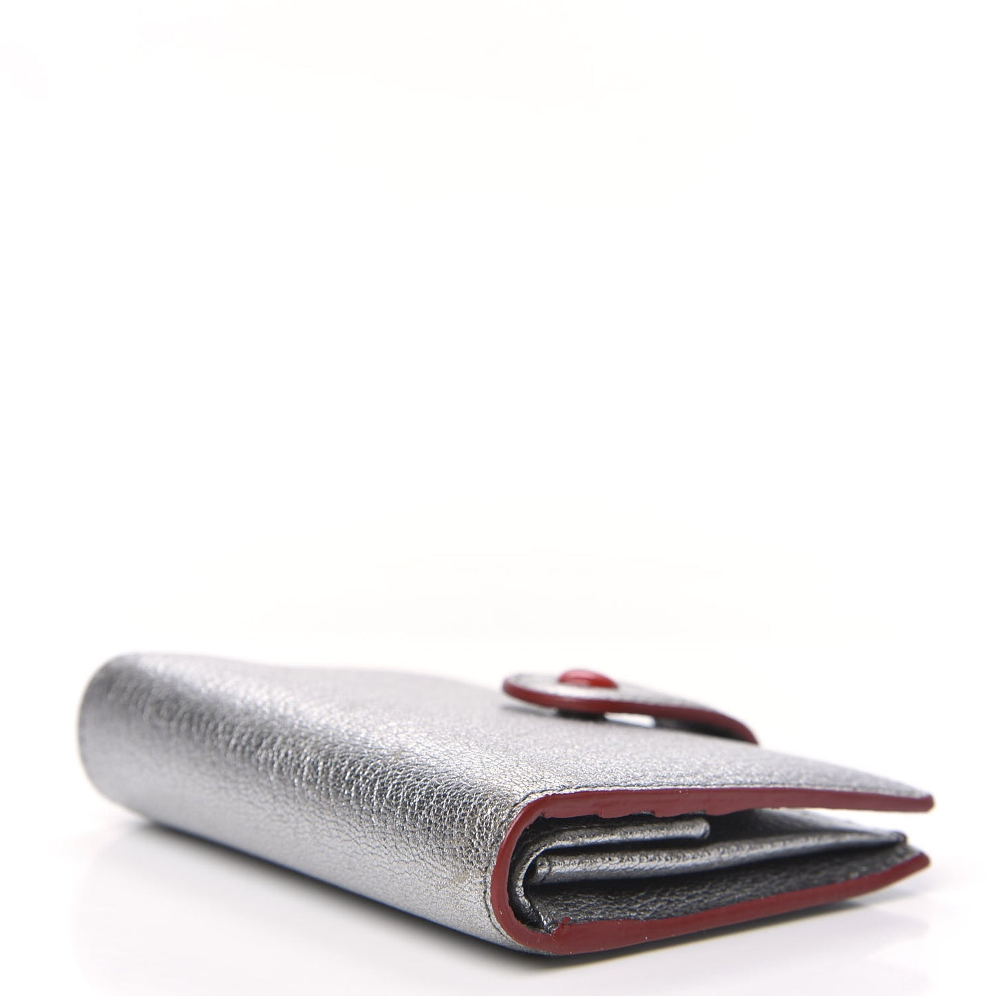 Metallic Goatskin Madras Love Forever Wallet Cromo