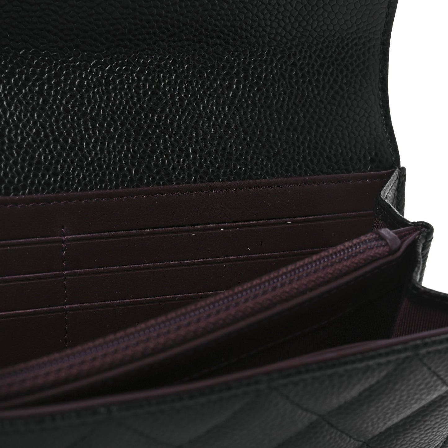 Caviar Quilted Large Gusset Flap Wallet Black