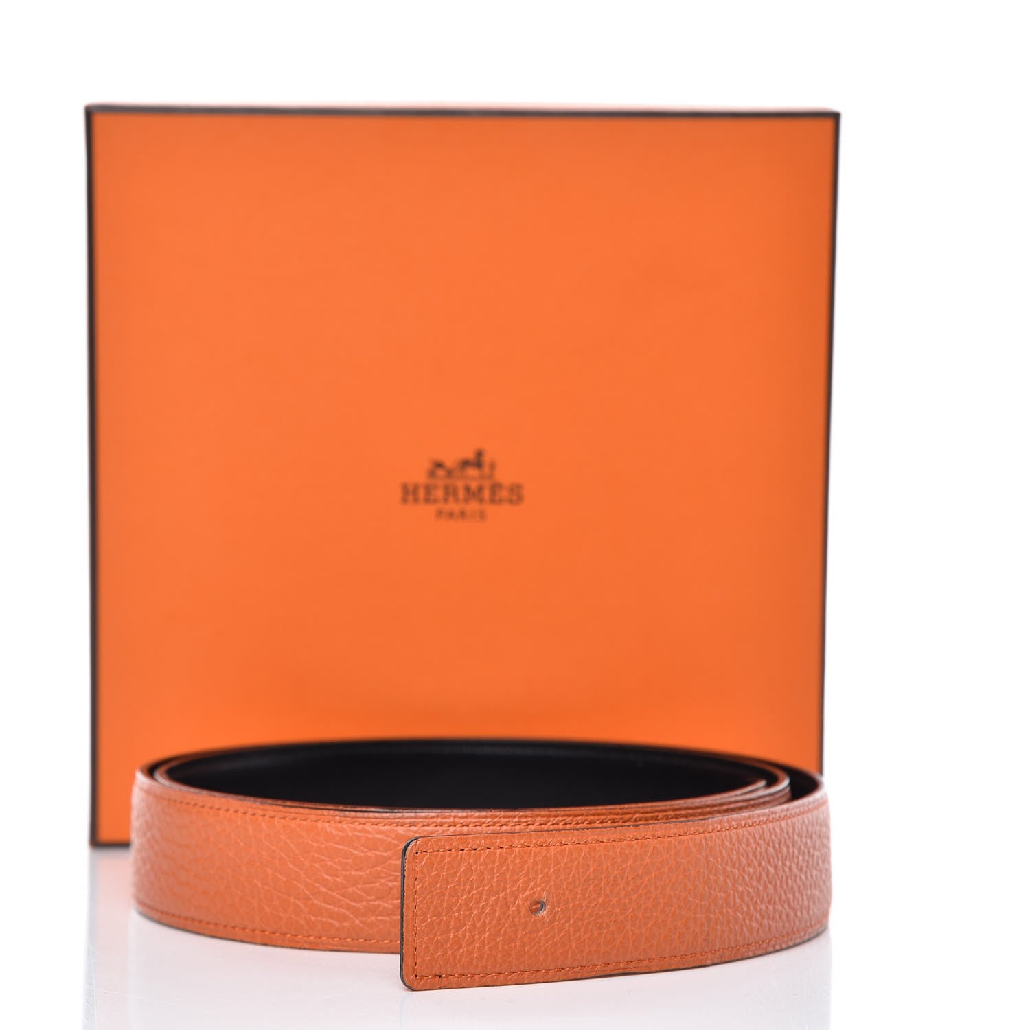 Hermes Box Togo 32mm Belt Strap 100 Black Orange 8 of 8
