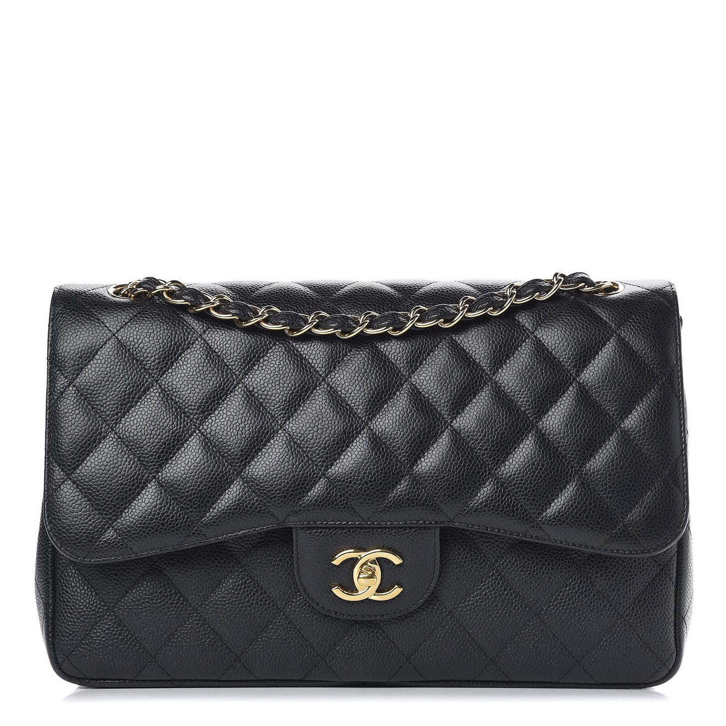Caviar Quilted Jumbo Double Flap Black