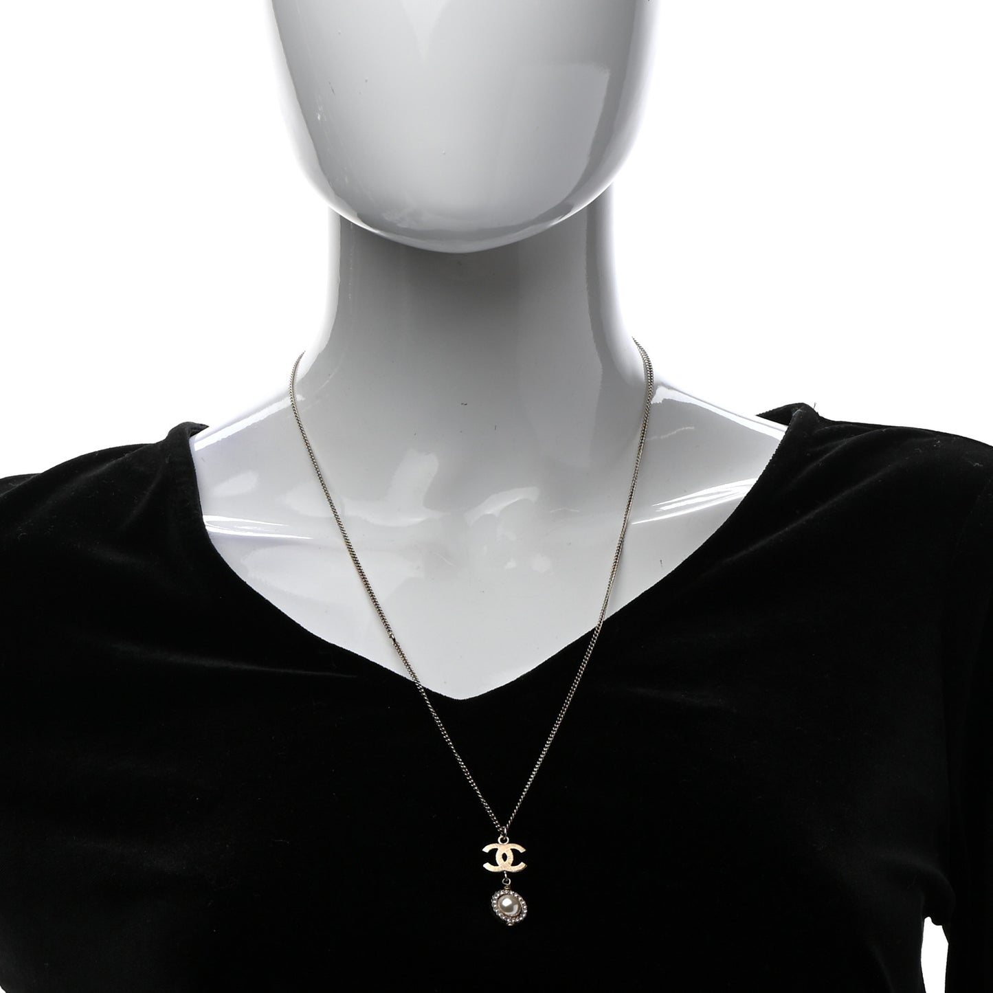 Crystal Pearl CC Lace Camellia Necklace Gold